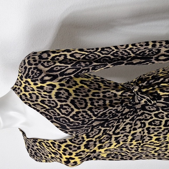 BCBGMaxAzria Brown Tan Adele Leopard Print Mobwife Authentic Wrap Dress Size S - Picture 5 of 12